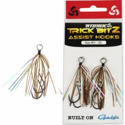 Atomic Trick Bitz Assist Hook Packs -Finest Angling Store atomic trick Bitz assist hooks brown silver tackleworld kawana